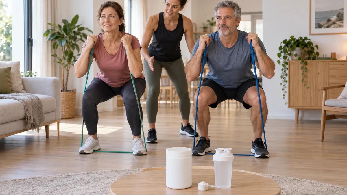 Créatine après 45 ans étudiée avec un programme de renforcement musculaire