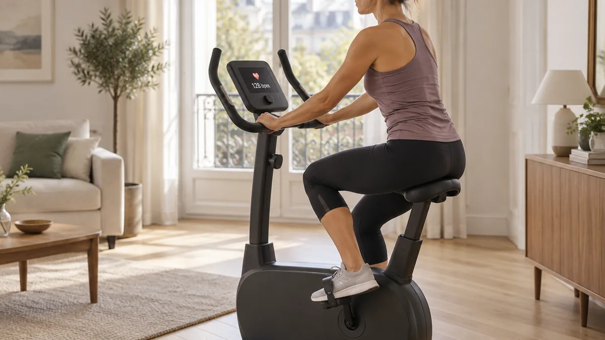 Fréquence cardiaque affichée pendant une séance de vélo d’appartement