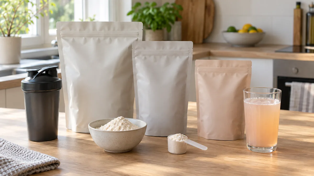Sachets et shaker de protéine Bulk pour la musculation à domicile