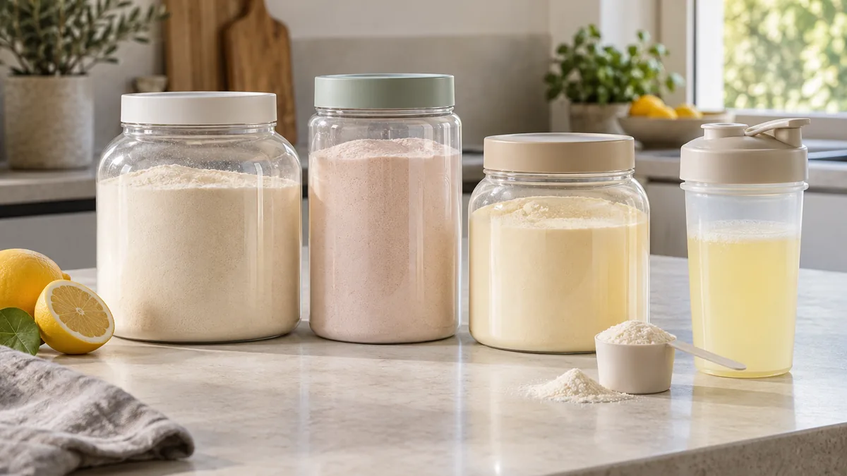 Comparaison de trois pots de clear whey Myprotein, Bulk et Prozis