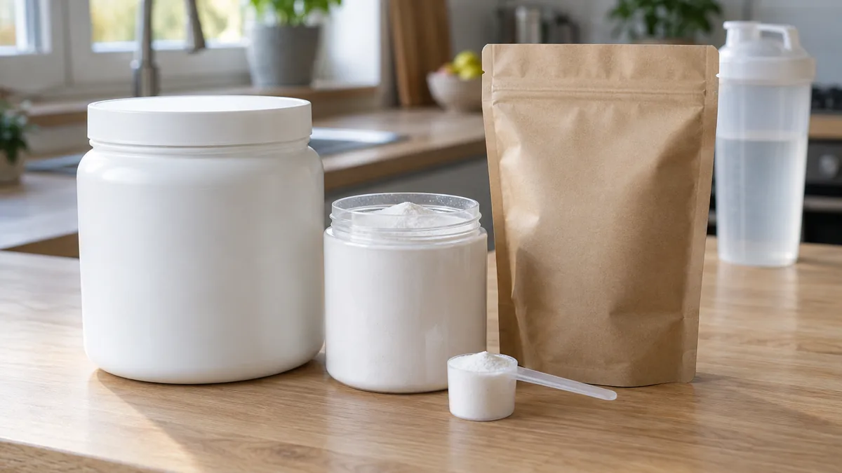 Comparaison de plusieurs pots de créatine monohydrate Creapure