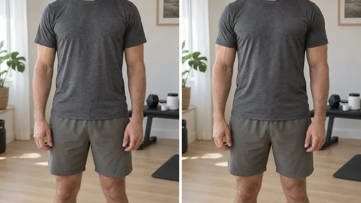 Comparaison de photos avant et après une prise de créatine dans des conditions identiques