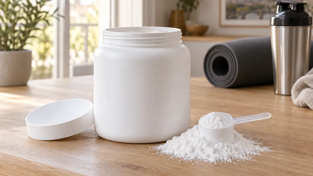Pot et poudre de créatine Creapure avec cuillère doseuse