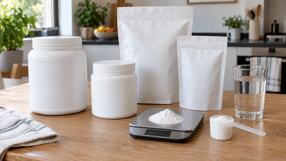 Pots et sachets de créatine monohydrate comparés selon leur composition