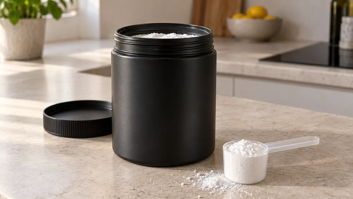 Pot de créatine Optimum Nutrition en poudre avec doseur