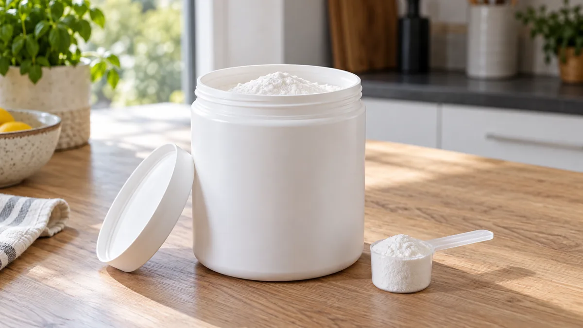 Pot de créatine Prozis en poudre avec une dosette