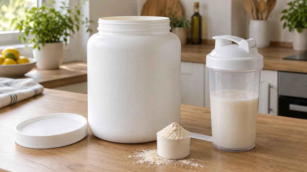 Poudre et shaker de Nutrimuscle Whey Native