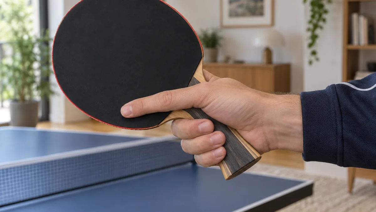 Prise de raquette de tennis de table avec manche concave