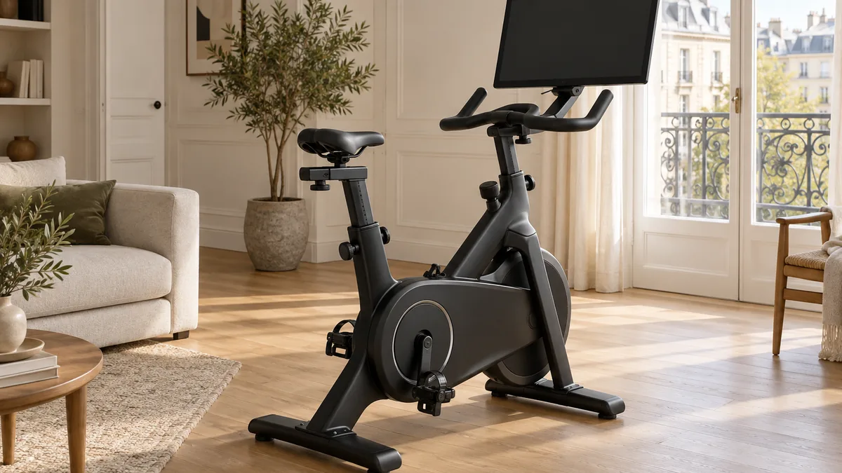 Vélo d'appartement Technogym connecté avec écran tactile pivotant