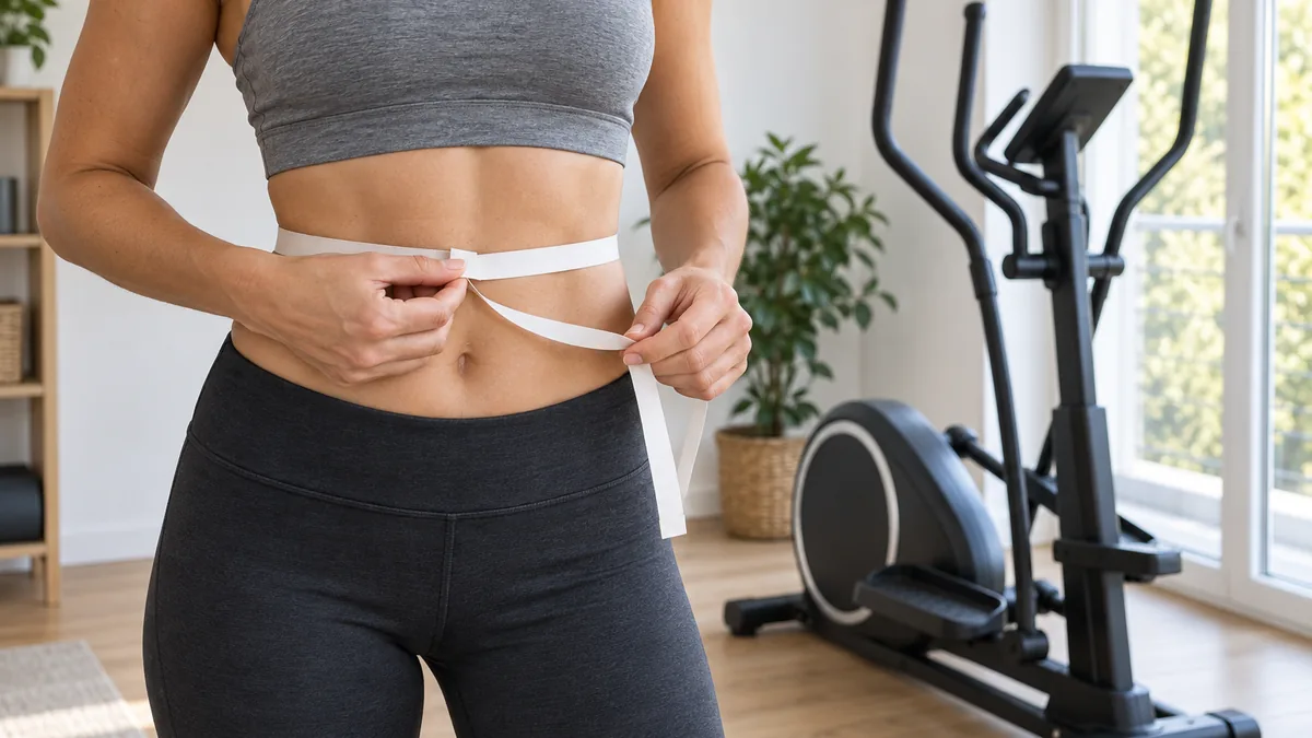 Mesure du tour de taille pour suivre le résultat avant après au vélo elliptique