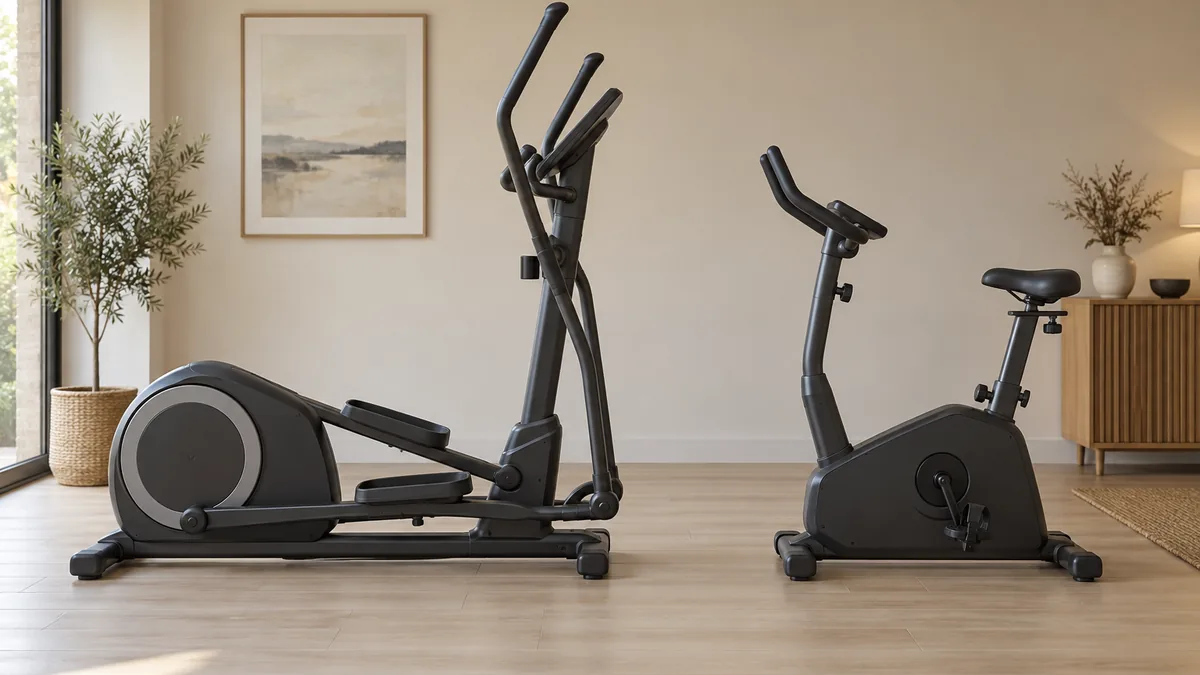 Comparaison de l'encombrement d'un vélo elliptique et d'un vélo d'appartement