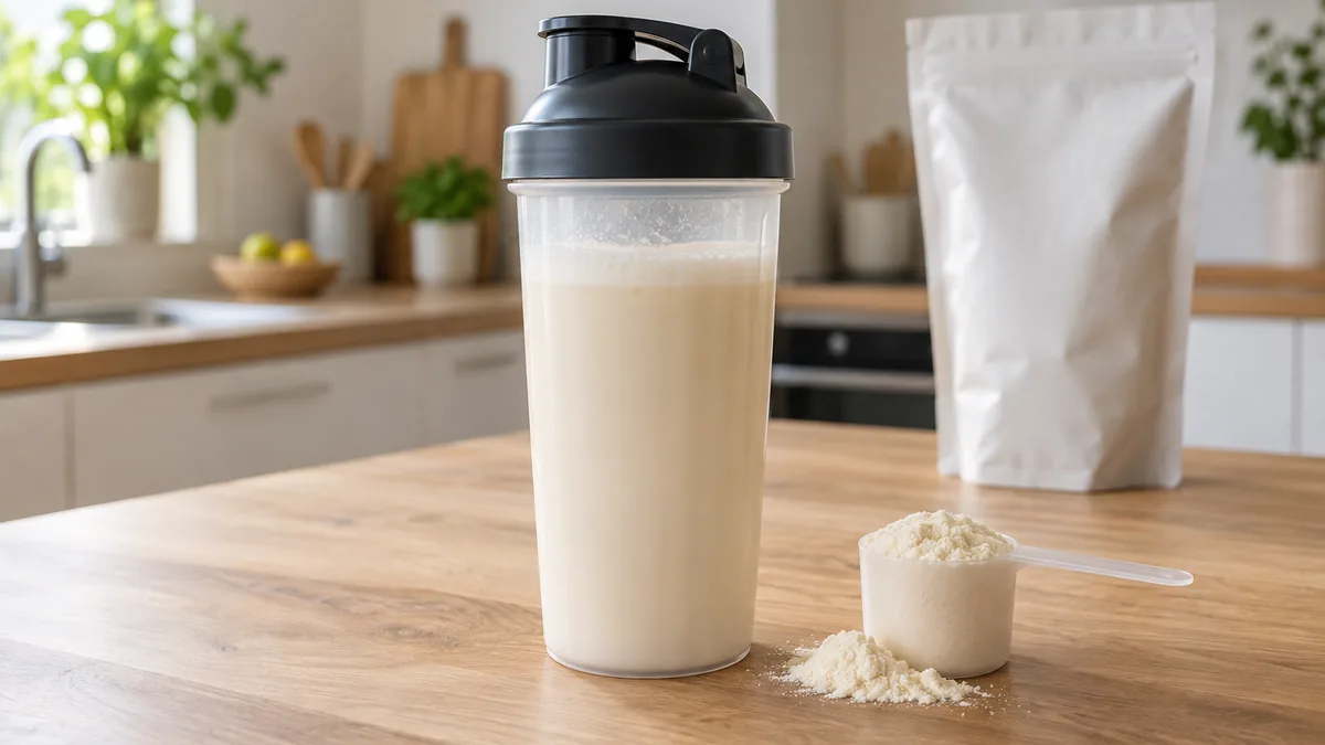 Shaker préparé avec une whey isolate riche en protéines